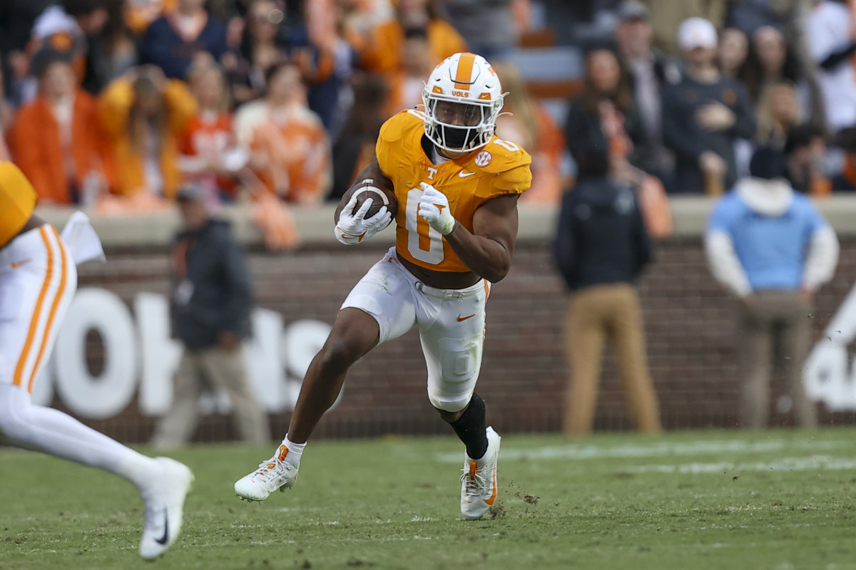 Tennessee Volunteers RB Jaylen Wright during the win over Vanderbilt. (Photo by Randy Sartin of USA Today Sports)