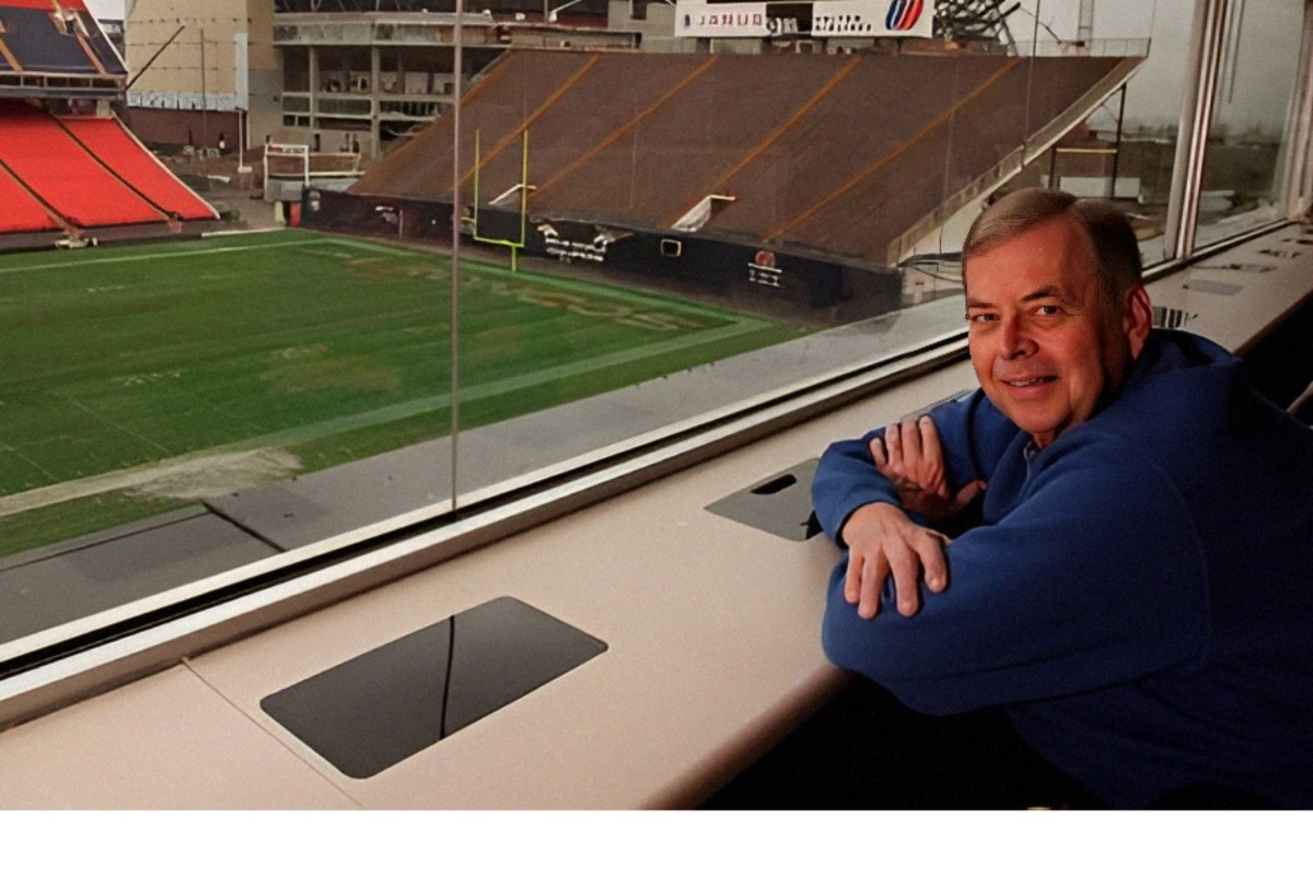 Larry Zimmer in the press box