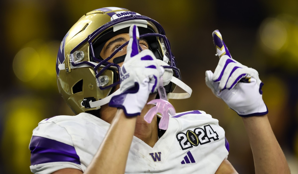 Jan 8, 2024; Houston, TX, USA; Washington Huskies wide receiver Rome Odunze (1) in the 2024 College Football Playoff national championship game at NRG Stadium.