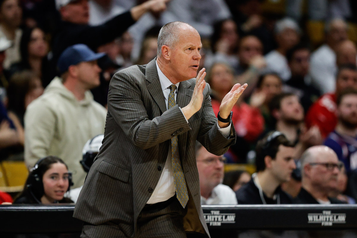 Colorado Buffaloes head coach Tad Boyle in the first half against the Arizona Wildcats at CU Events Center