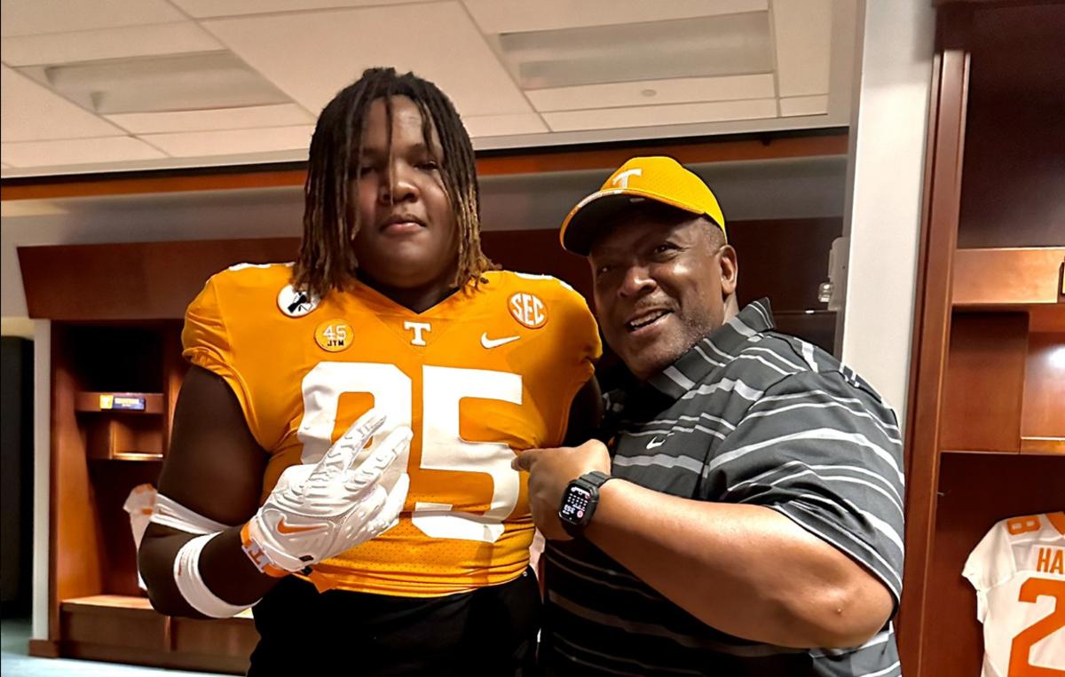 2025 3-star DL Amir Leonard-Jean Charles during an unofficial visit to Tennessee. (Photo courtesy of Amir Leonard-Jean Charles)