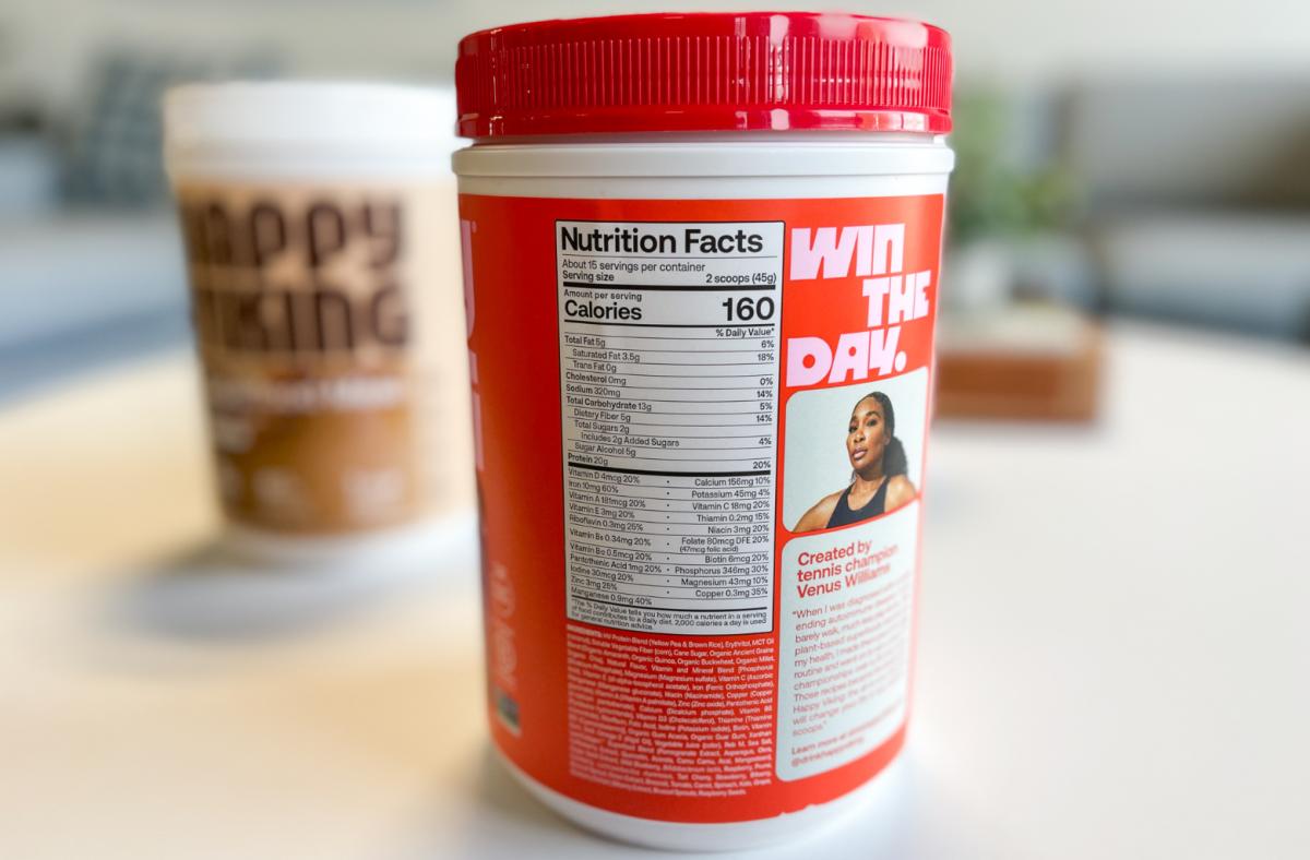 The nutrition label of Happy Viking Superfood Meal protein powder