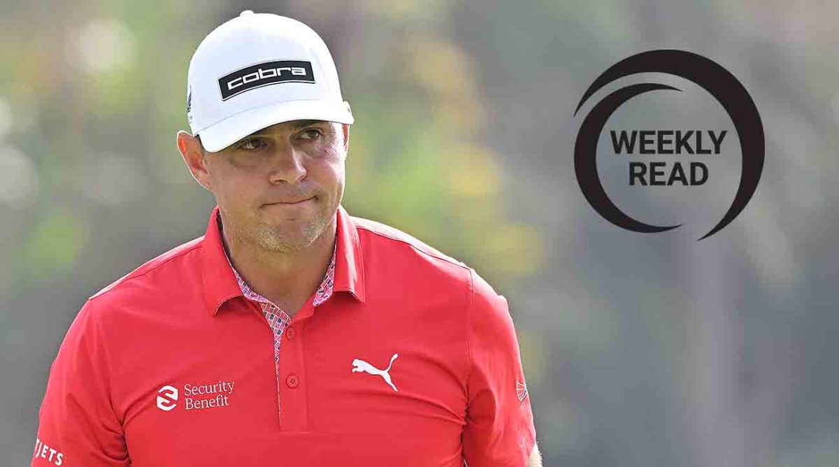 Gary Woodland acknowledges the crowd in the second round of the 2024 Genesis Invitational at Riviera Country Club in Pacific Palisades, Calif., along with the SI Golf Weekly Read logo.