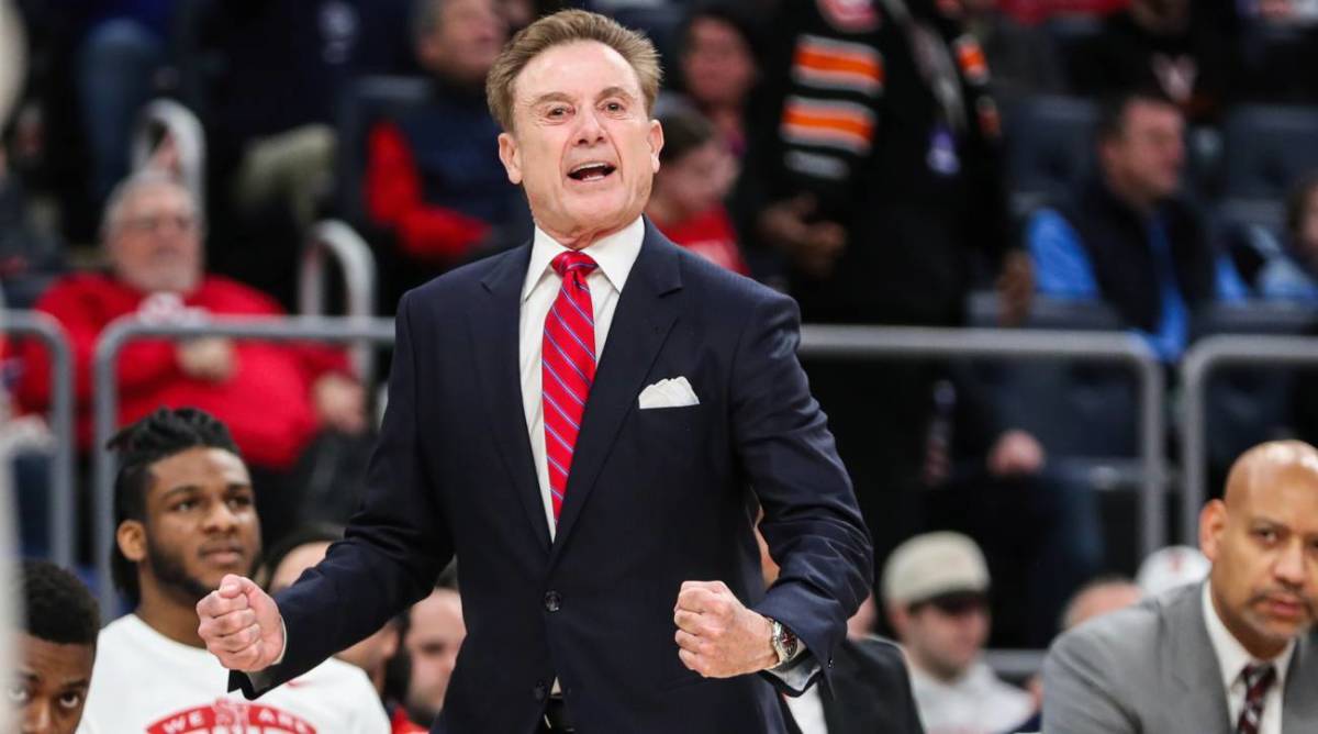 Rick Pitino yells during a game against Seton Hall.