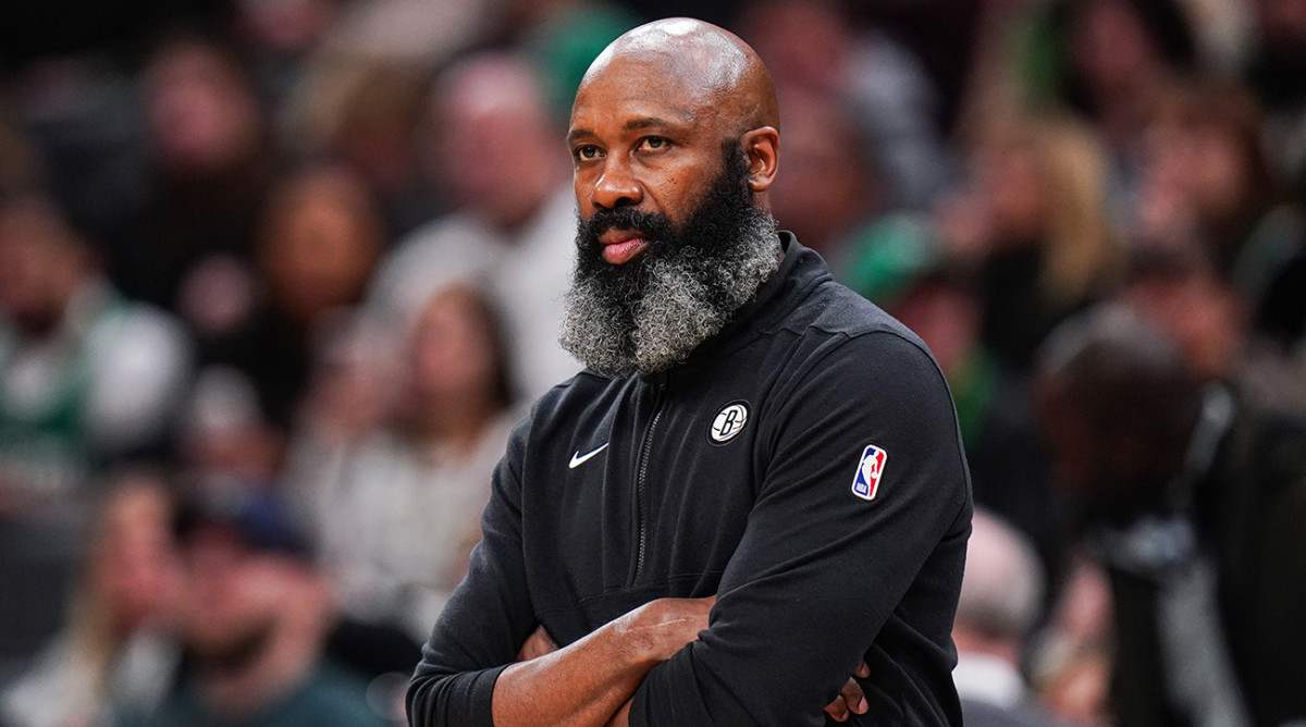 Brooklyn Nets coach Jacque Vaughn watches from the sideline at they take on the Boston Celtics at TD Garden.