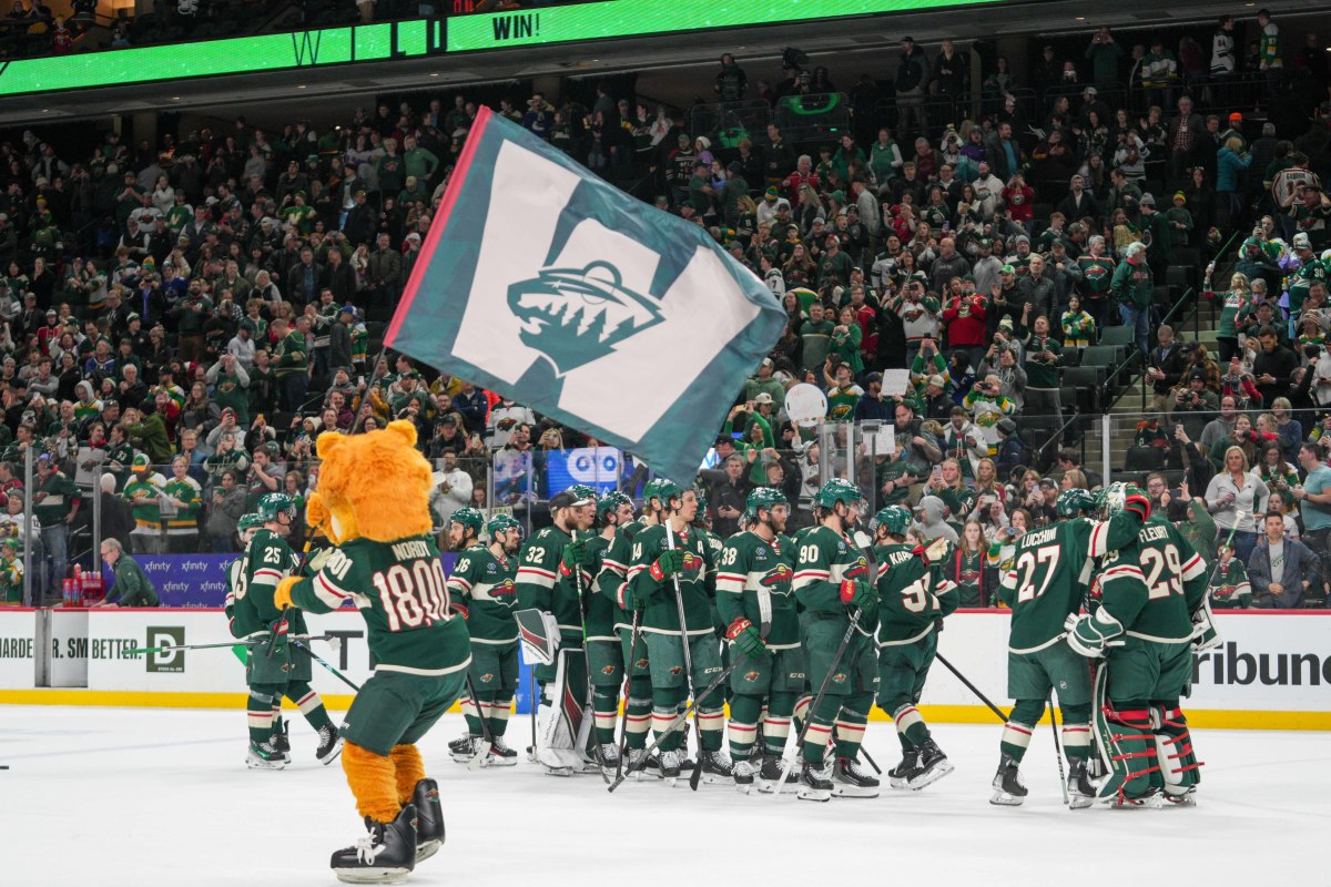 Feb 19, 2024; Saint Paul, Minnesota, USA; The Minnesota Wild defeat the Vancouver Canucks 10-7, scoring a franchise record at home in the third period at Xcel Energy Center.