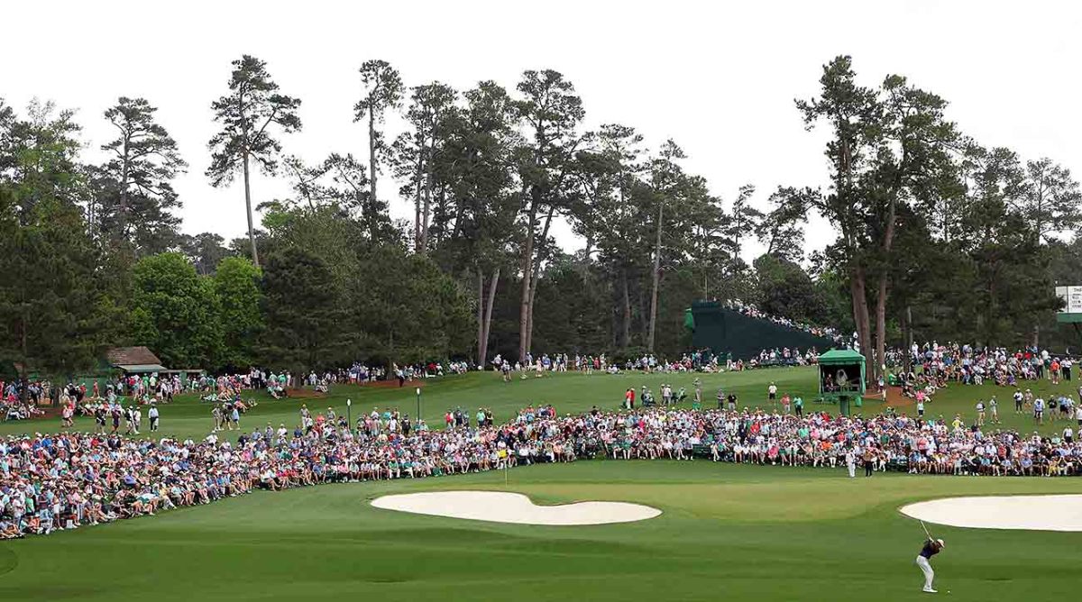 Tiger Woods plays a shot on the 2nd hole during the second round of the 2023 Masters at Augusta National Golf Club in Augusta, Georgia.