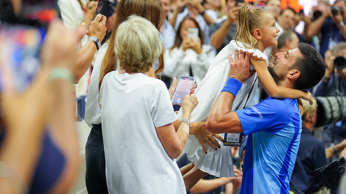 Novak Djokovic with his daughter, Tara.