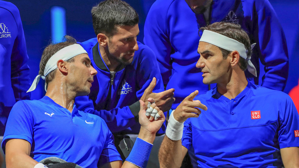 Rafael Nadal, Novak Djokovic and Roger Federer at the Laver Cup.