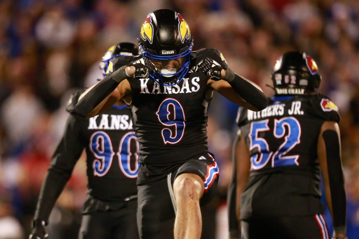 The Las Vegas Raiders could bolster their pass rush by adding Kansas' Austin Booker in the 2024 NFL Draft.