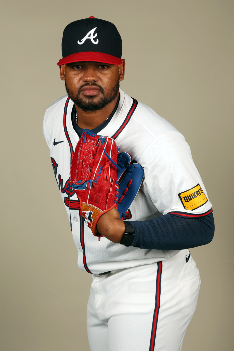 Feb 23, 2024; North Port, FL, USA; Atlanta Braves relief pitcher Reynaldo Lopez (40) poses for a photo during photo day at CoolToday Park.