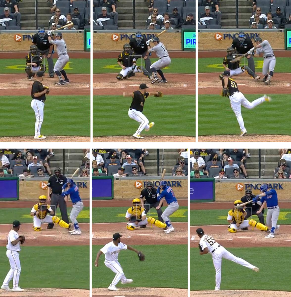 A comparison of Anthony Volpe and Nico Hoerner at bat.