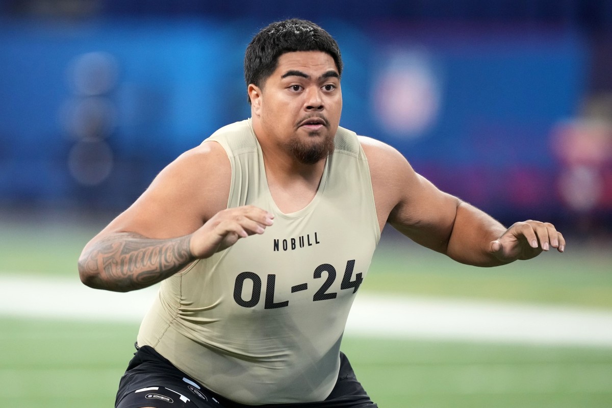The Las Vegas Raiders could improve their offensive line by adding Oregon State tackle Taliese Fuaga.