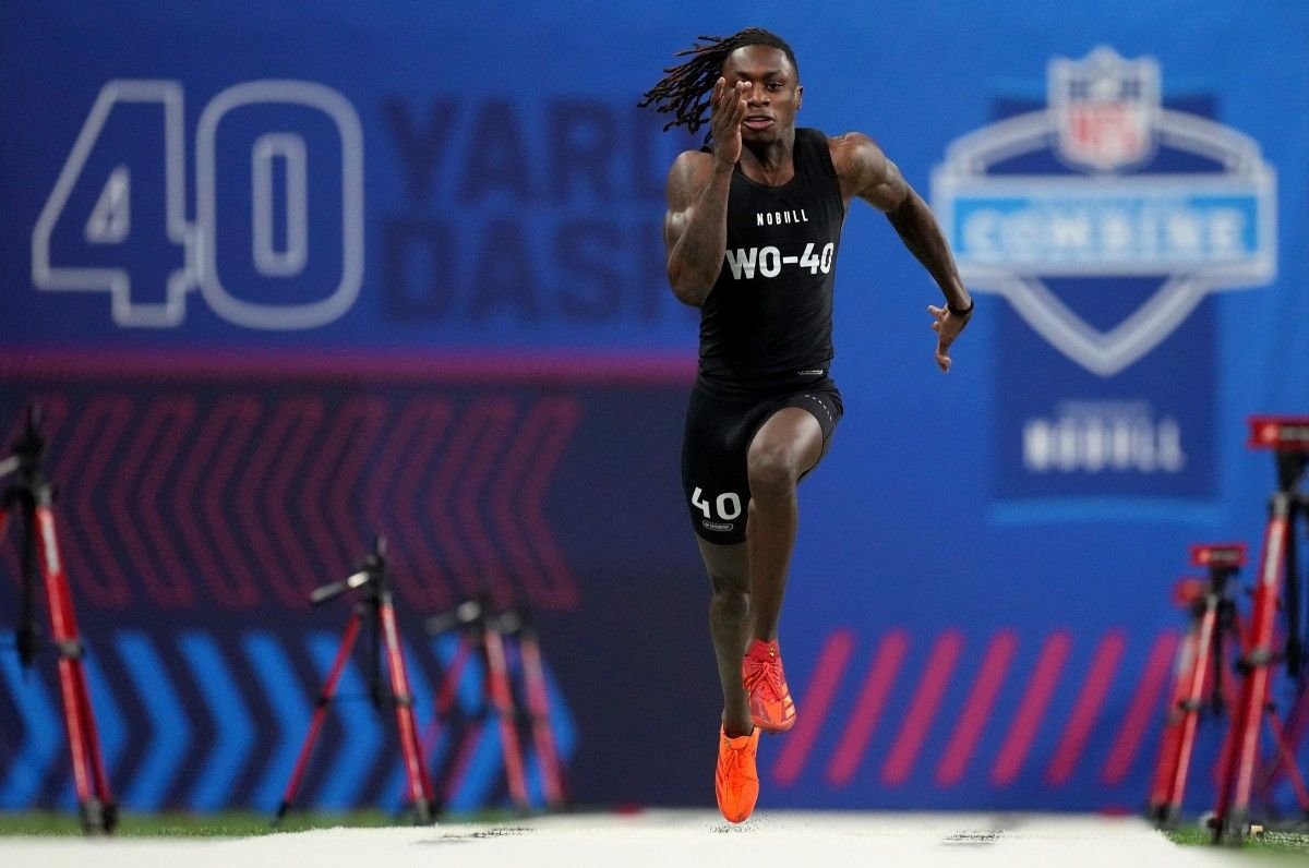 Xavier Worthy set a record in the 40 with a time of 4.21 seconds
