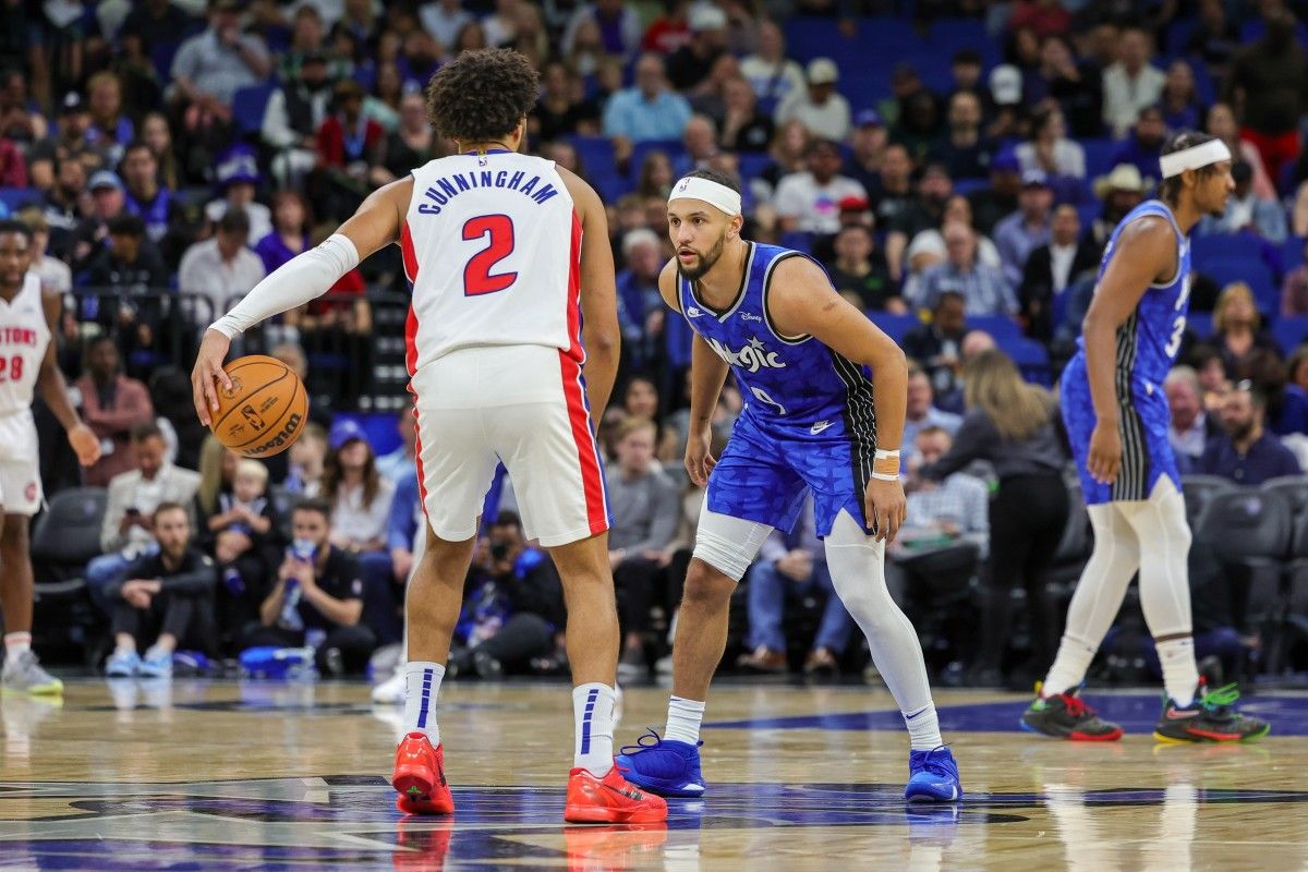 Cade Cunningham has a tough night against the Magic on Sunday.
