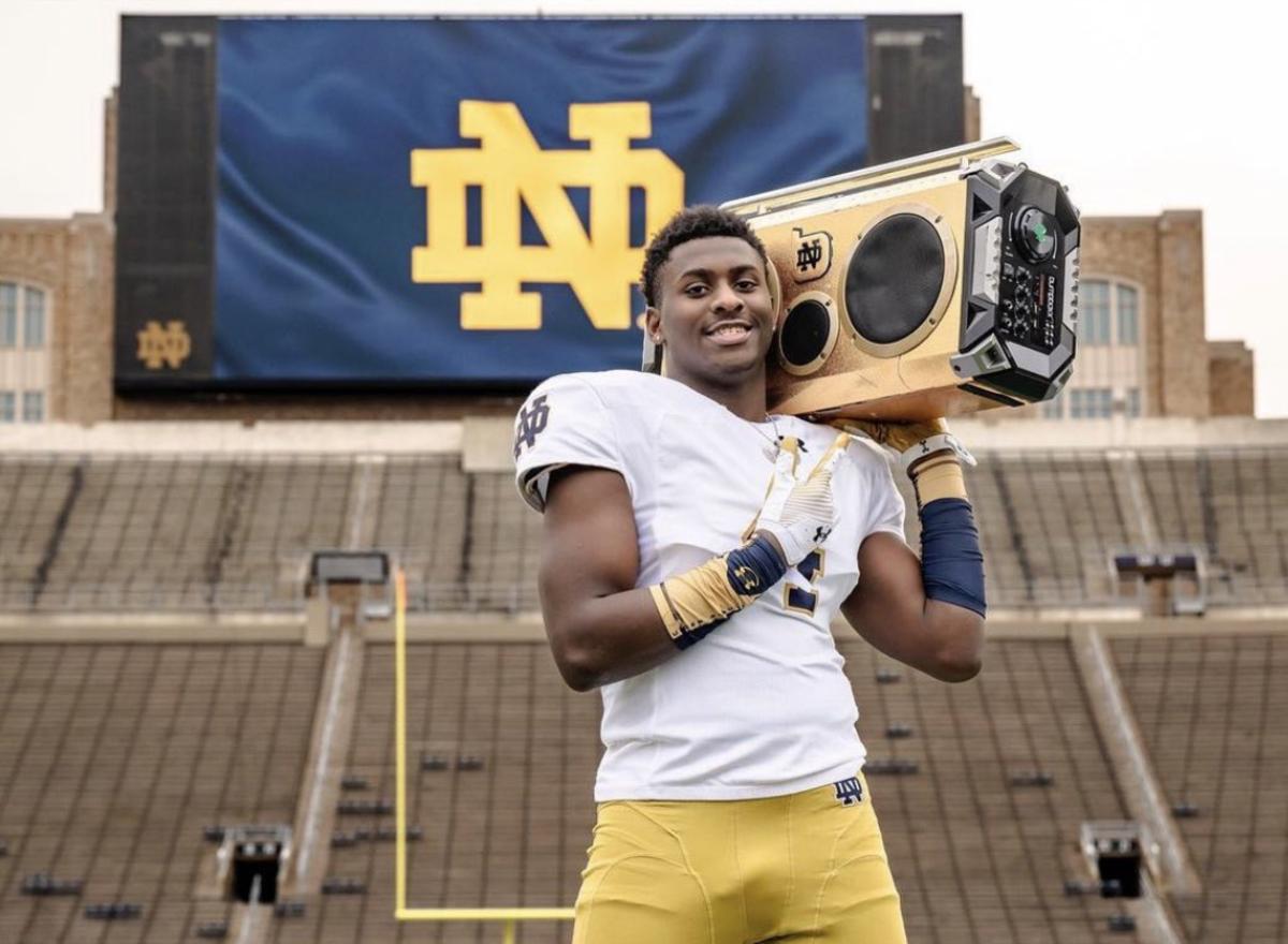 2025 4-star EDGE Damien Shanklin during an unofficial visit to Notre Dame. (Photo courtesy of Damien Shanklin)