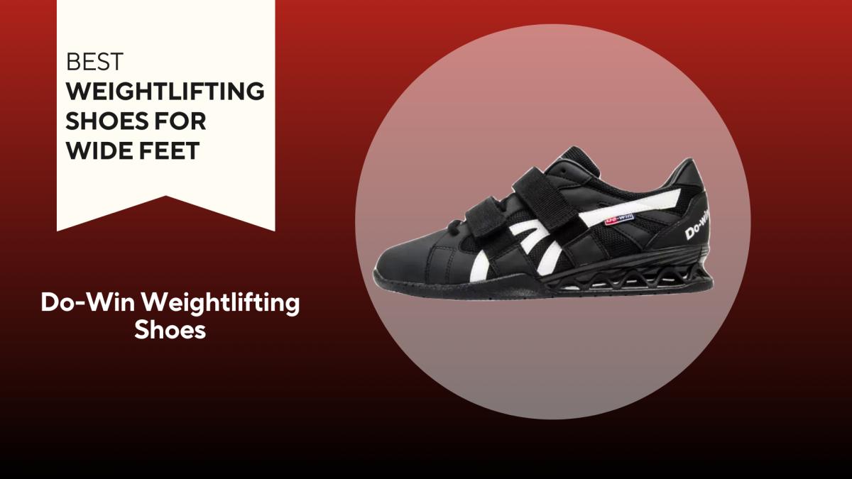 A pair of Do-Win Weightlifting Shoes, black with white trim.