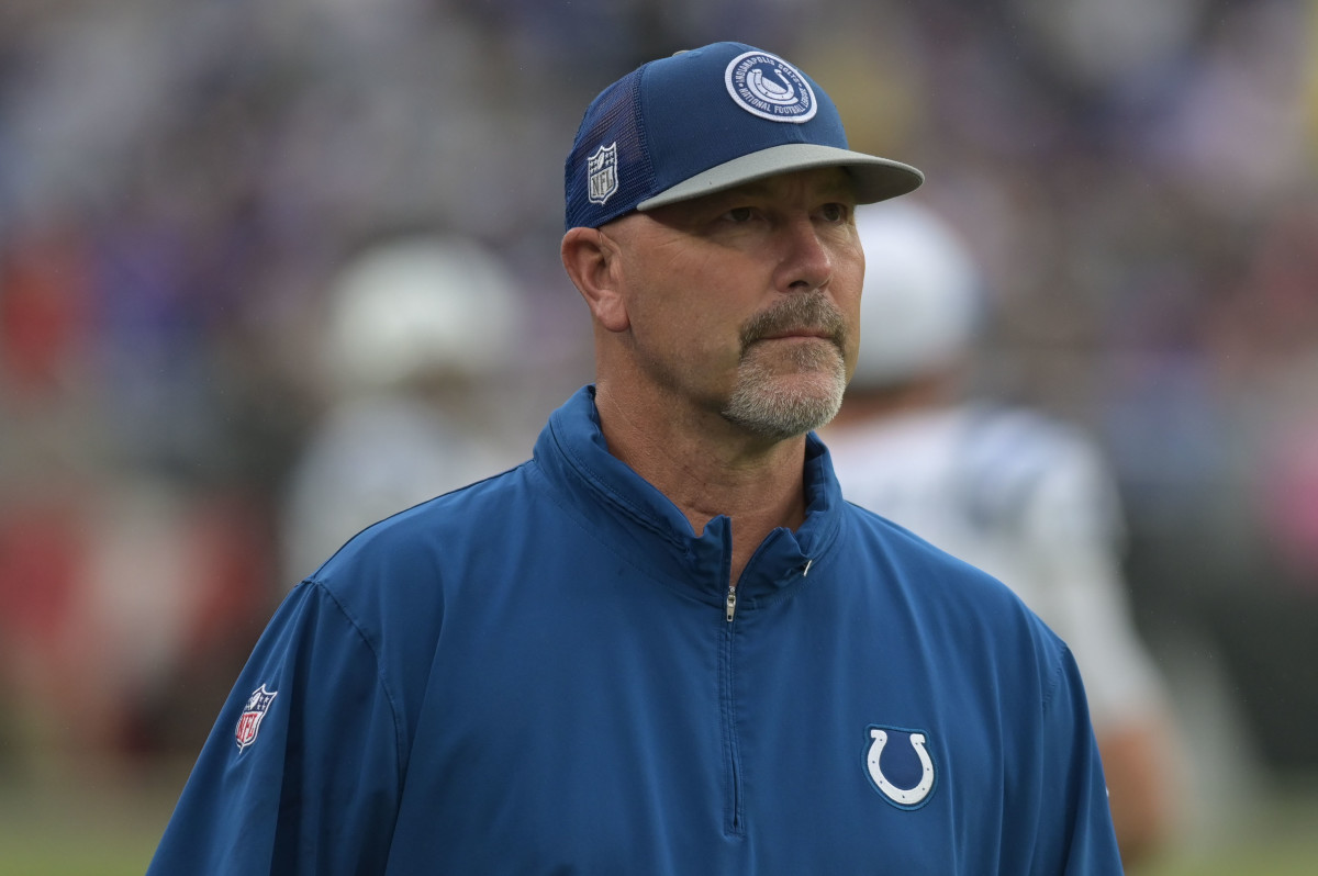 Sep 24, 2023; Baltimore, Maryland, USA; Indianapolis Colts coach Gus Bradley during the game against the Baltimore Ravens at M&T Bank Stadium.
