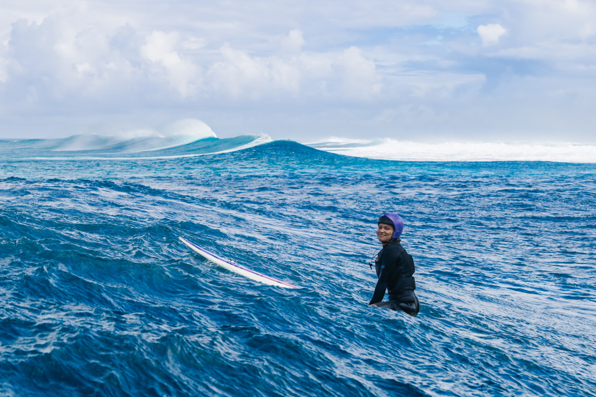 Raquel Heckert in Hawaii at the Red Bull Magnitude women's big wave event.