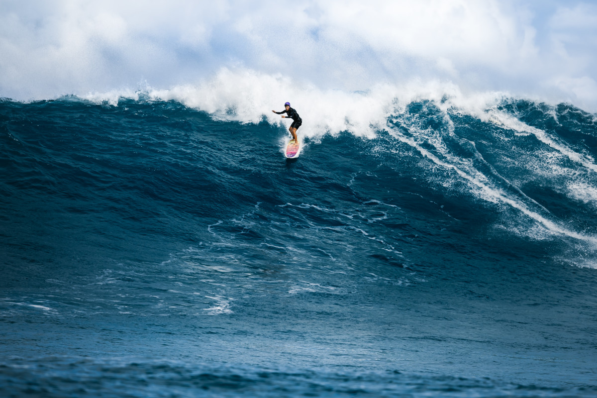 Raquel Heckert in Hawaii at the Red Bull Magnitude women's big wave event.
