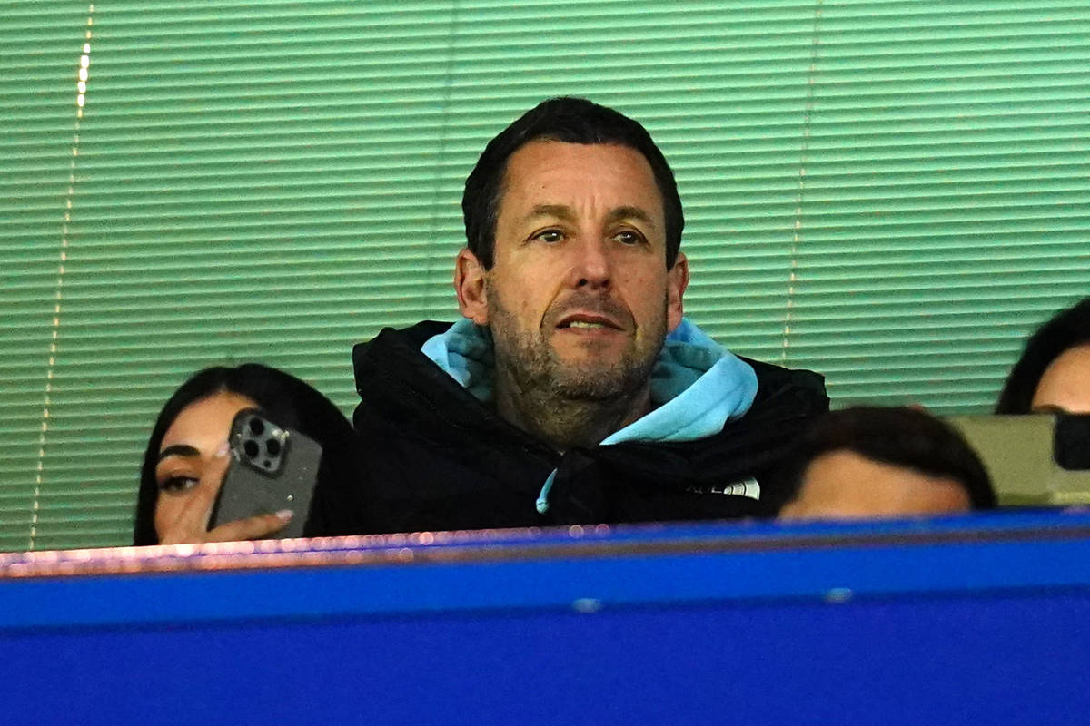 Adam Sandler pictured at Stamford Bridge in March 2024 during Chelsea's 3-2 win over Newcastle United