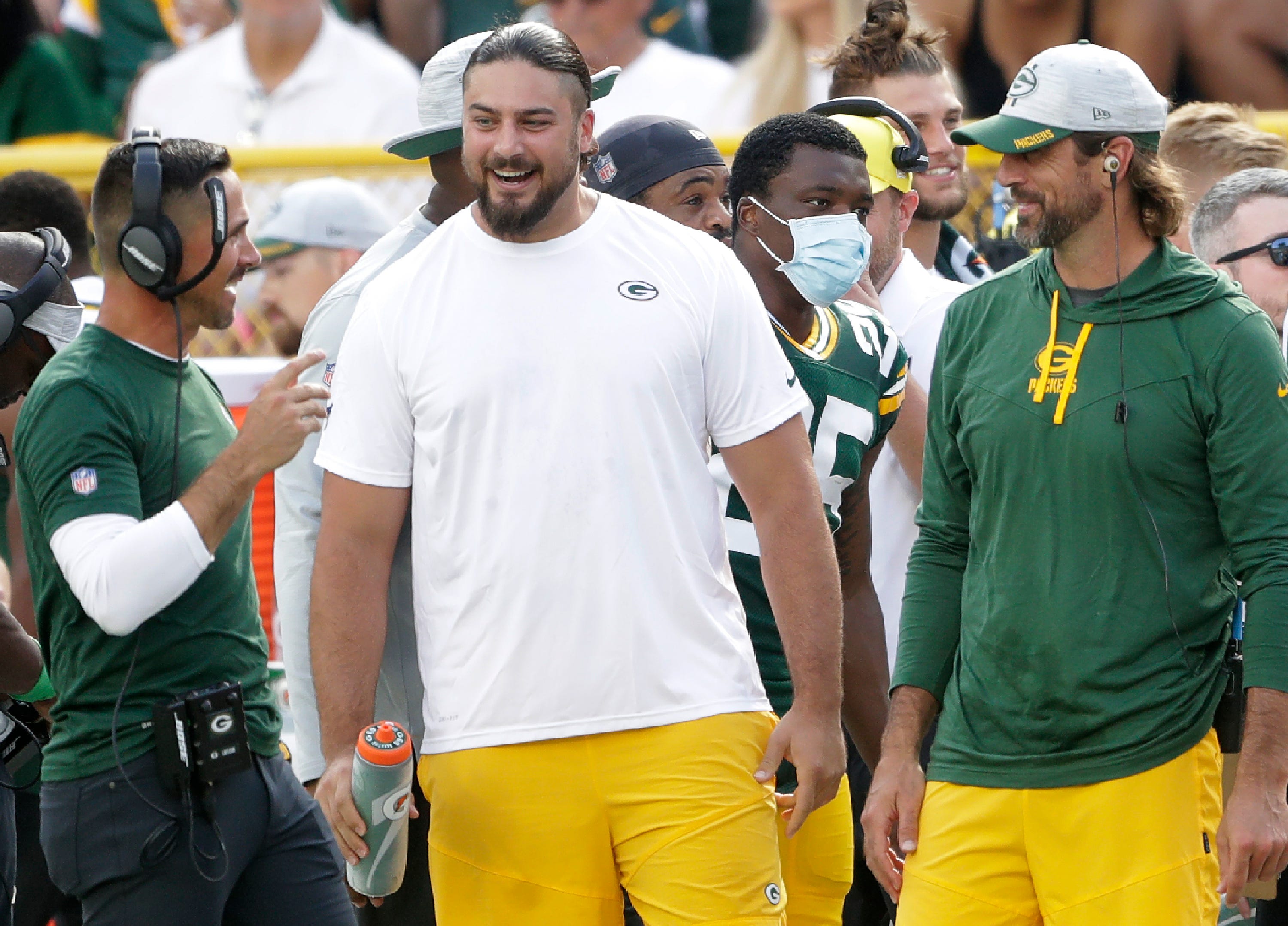 David Bakhtiari and Aaron Rodgers