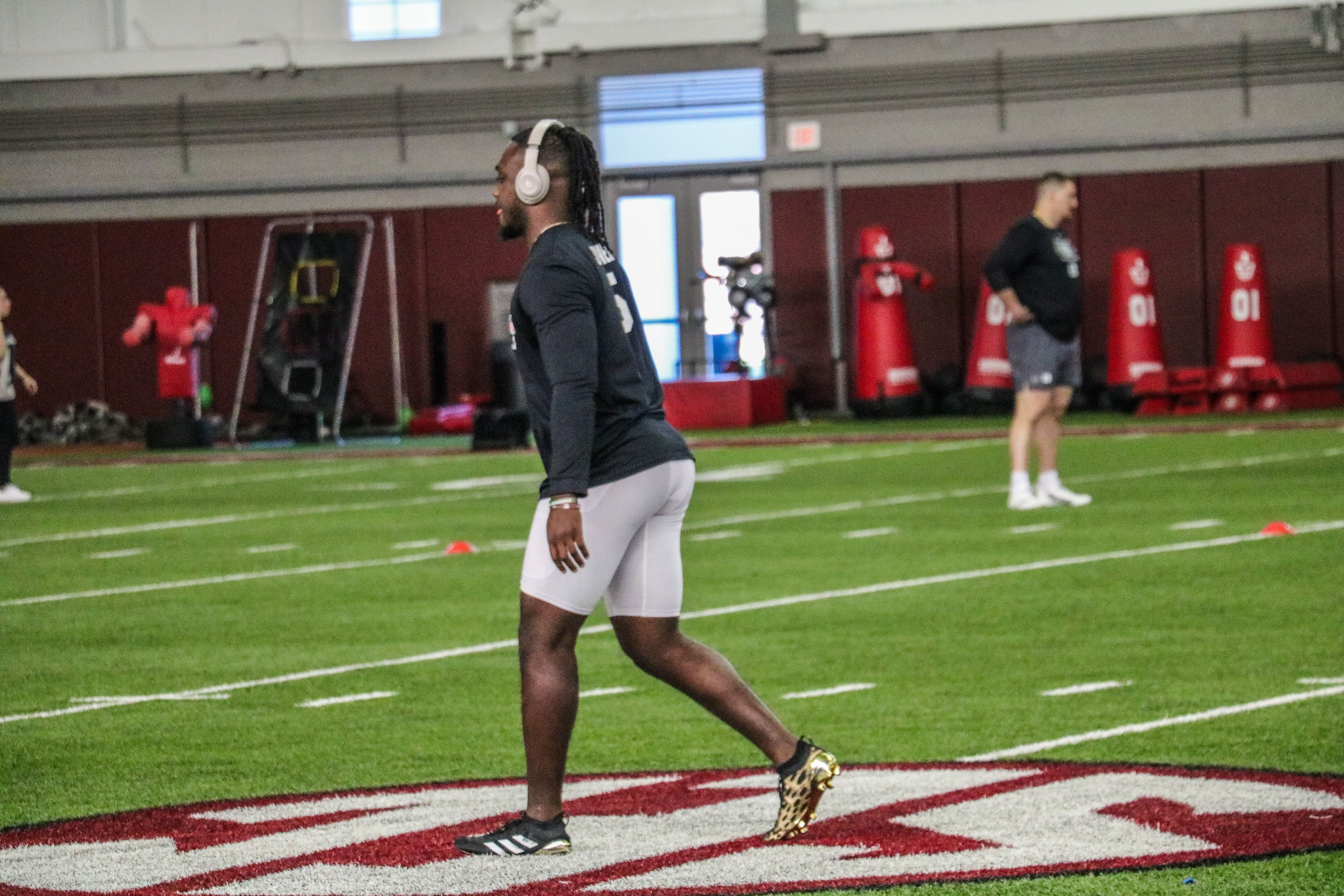 Dakereon Joyner listens to music through his Beats headphones to get his mind right