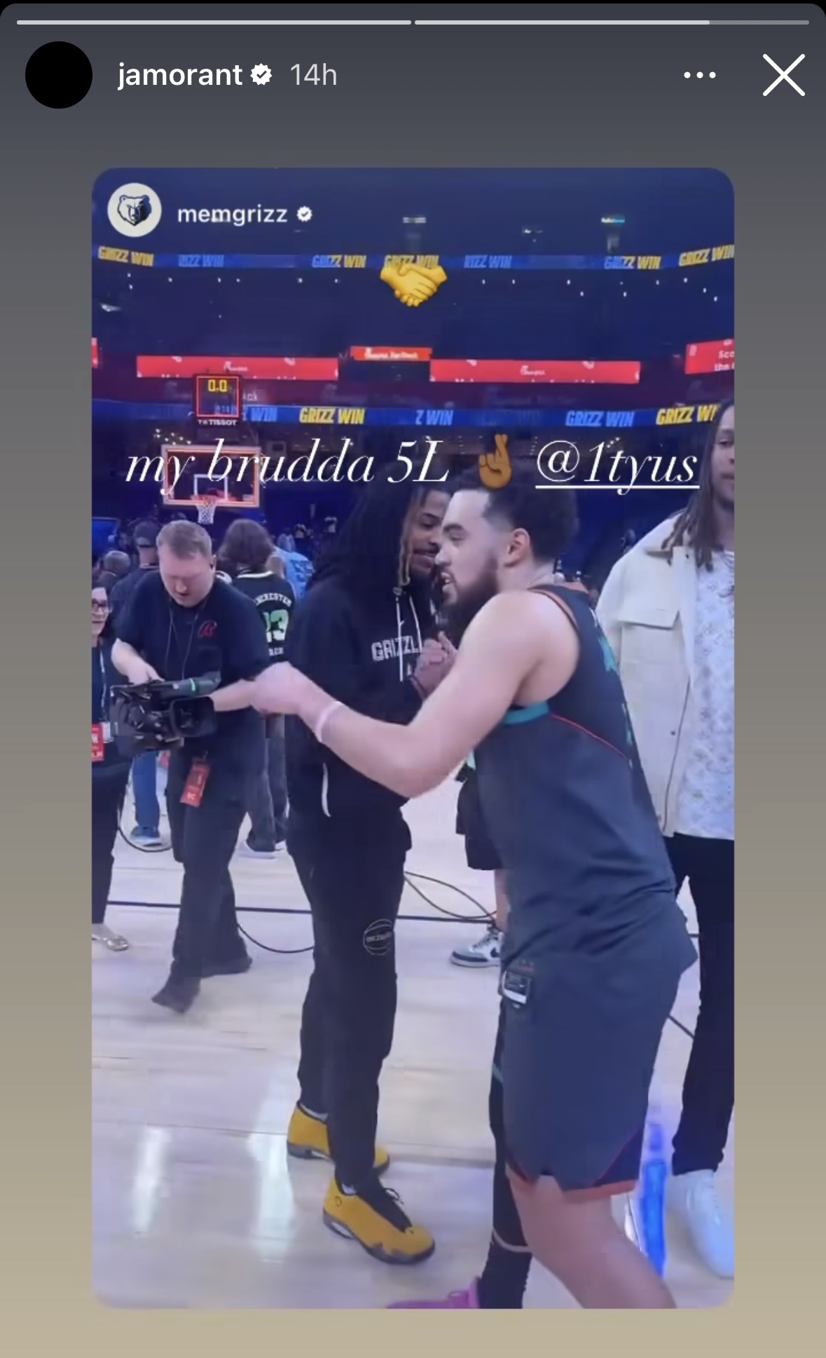 Memphis Grizzlies star Ja Morant embraces former teammate Tyus Jones