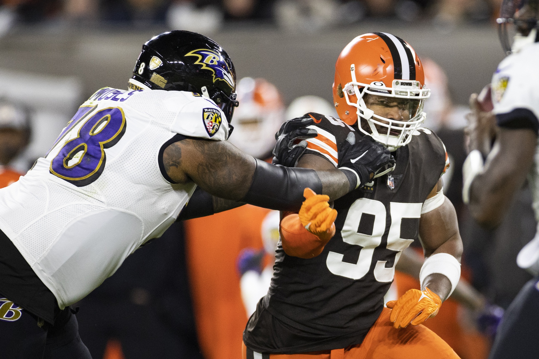 Baltimore Ravens tackle Morgan Moses was traded to the New York Jets to project Aaron Rodgers.