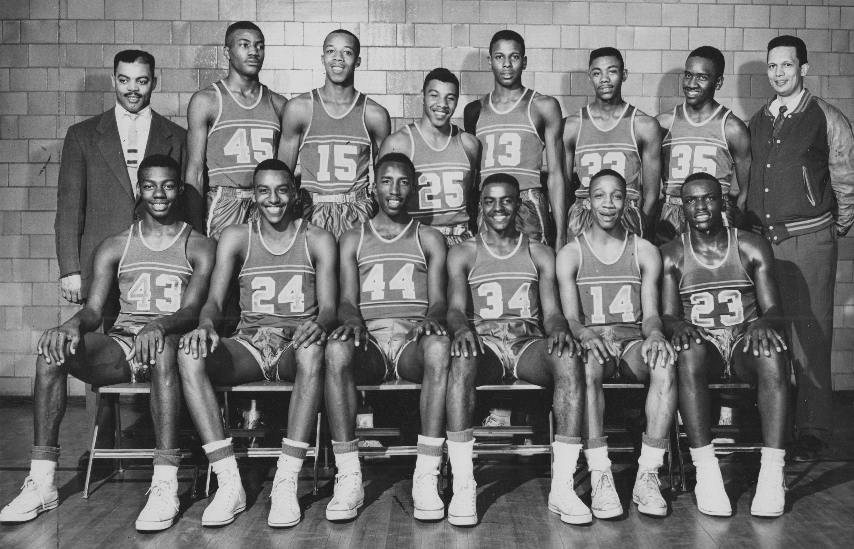 Oscar Robertson and his Crispus Attucks High School basketball team.