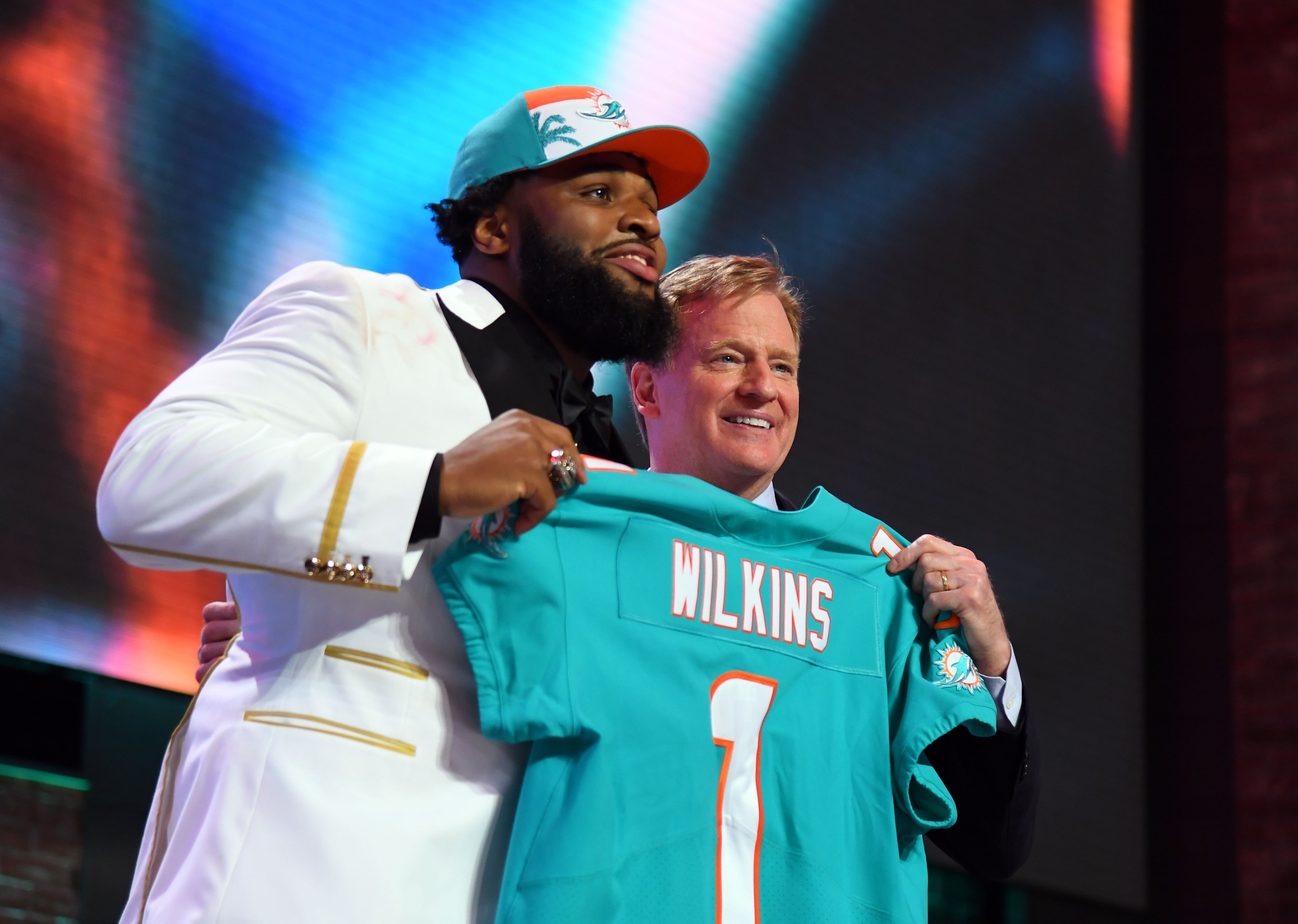 New Las Vegas Raiders defensive tackle Christian Wilkins (left) is familiar with the pressure that comes with being a first-round pick.