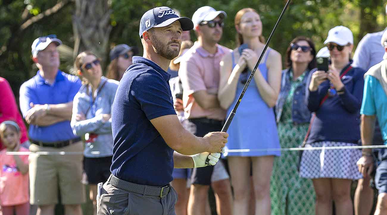 Wyndham Clark watches a shot in the second round of the 2024 Players Championship in Ponte Vedra Beach, Fla.