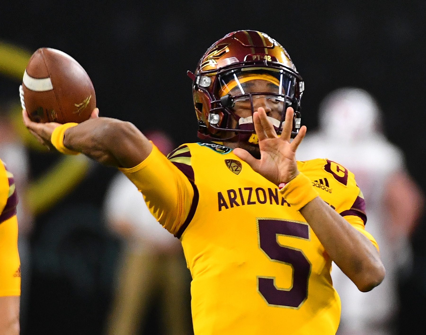 NFL Draft prospect Jayden Daniels (above) was with Arizona State for three of the four seasons Las Vegas Raiders Coach Antonio Pierce was on the coaching staff.