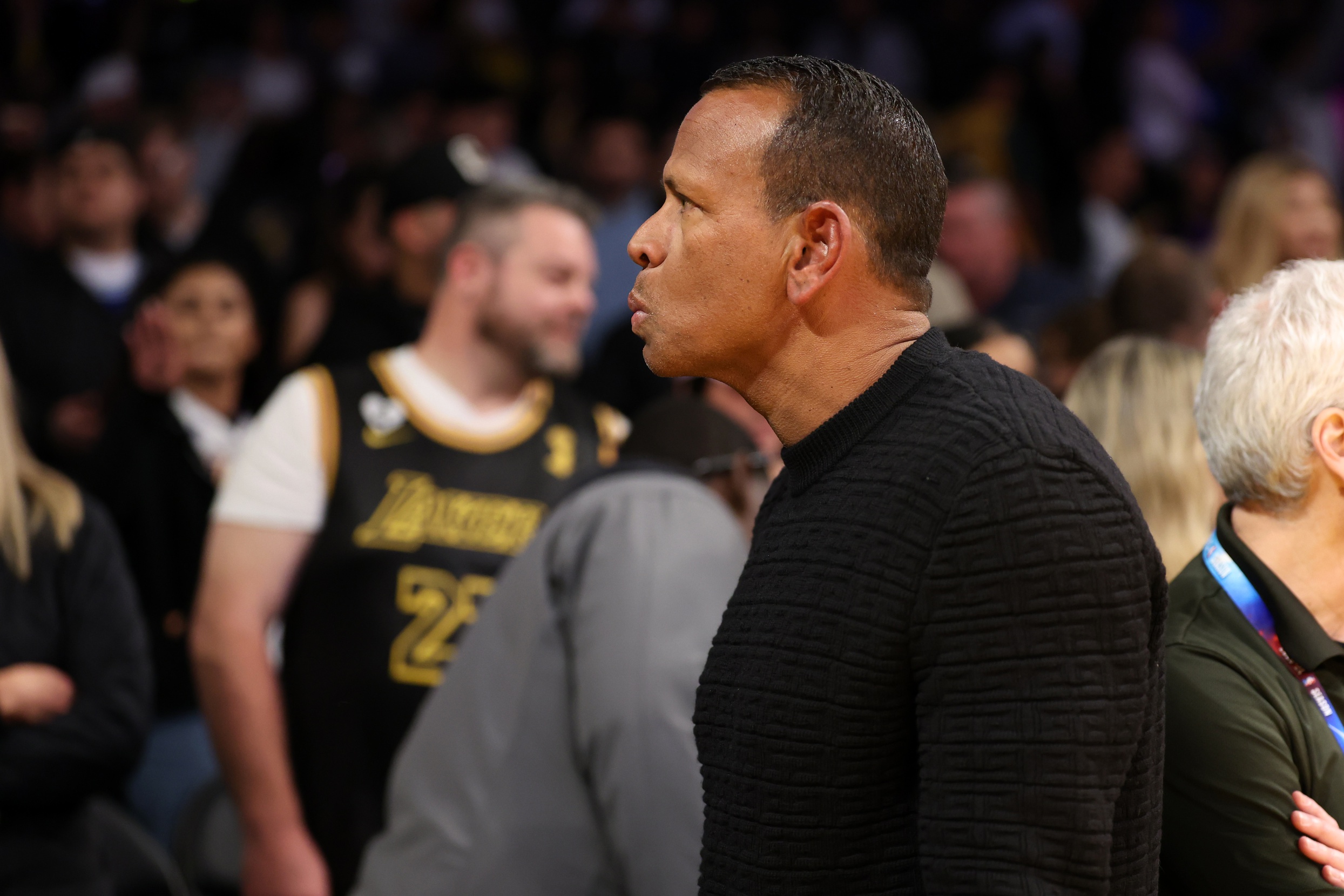 Mar 10, 2024; Los Angeles, California, USA; Former MLB player Alex Rodriguez attends the NBA game between the Los Angeles Lakers and the Minnesota Timberwolves at Crypto.com Arena.