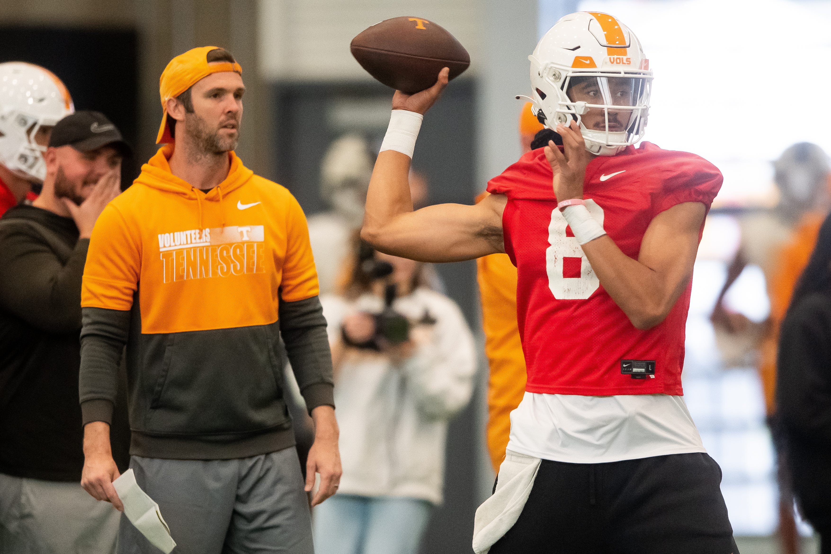 Tennessee Volunteers QB Nico Iamaleava during spring practices. (Photo by Brianna Paciorka of the News Sentinel)