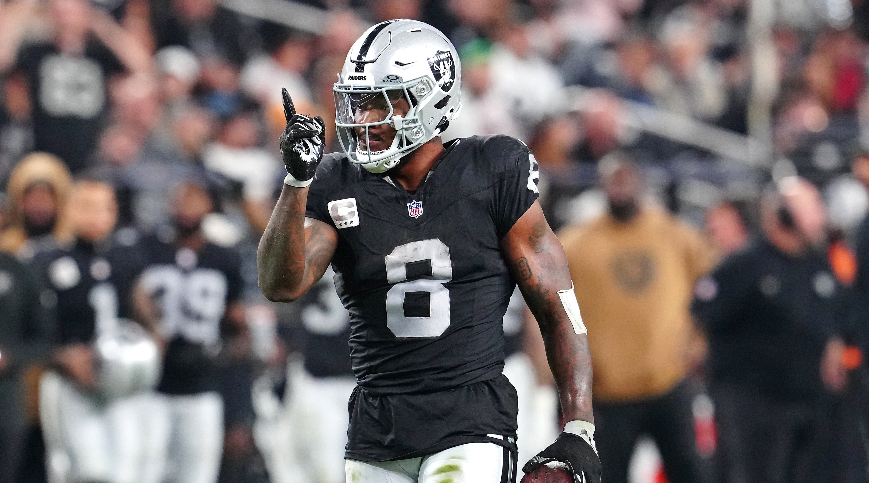 Green Bay Packers running back Josh Jacobs during his time with the Las Vegas Raiders