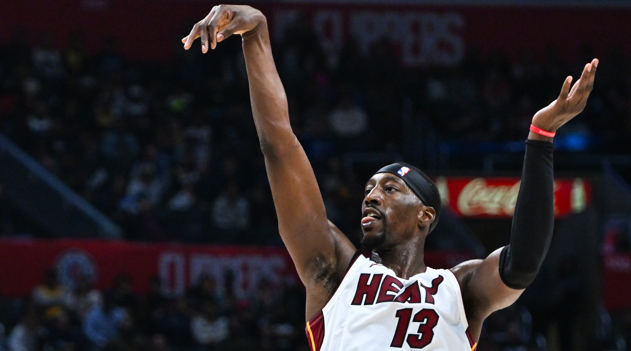 Bam Adebayo taking a shot.