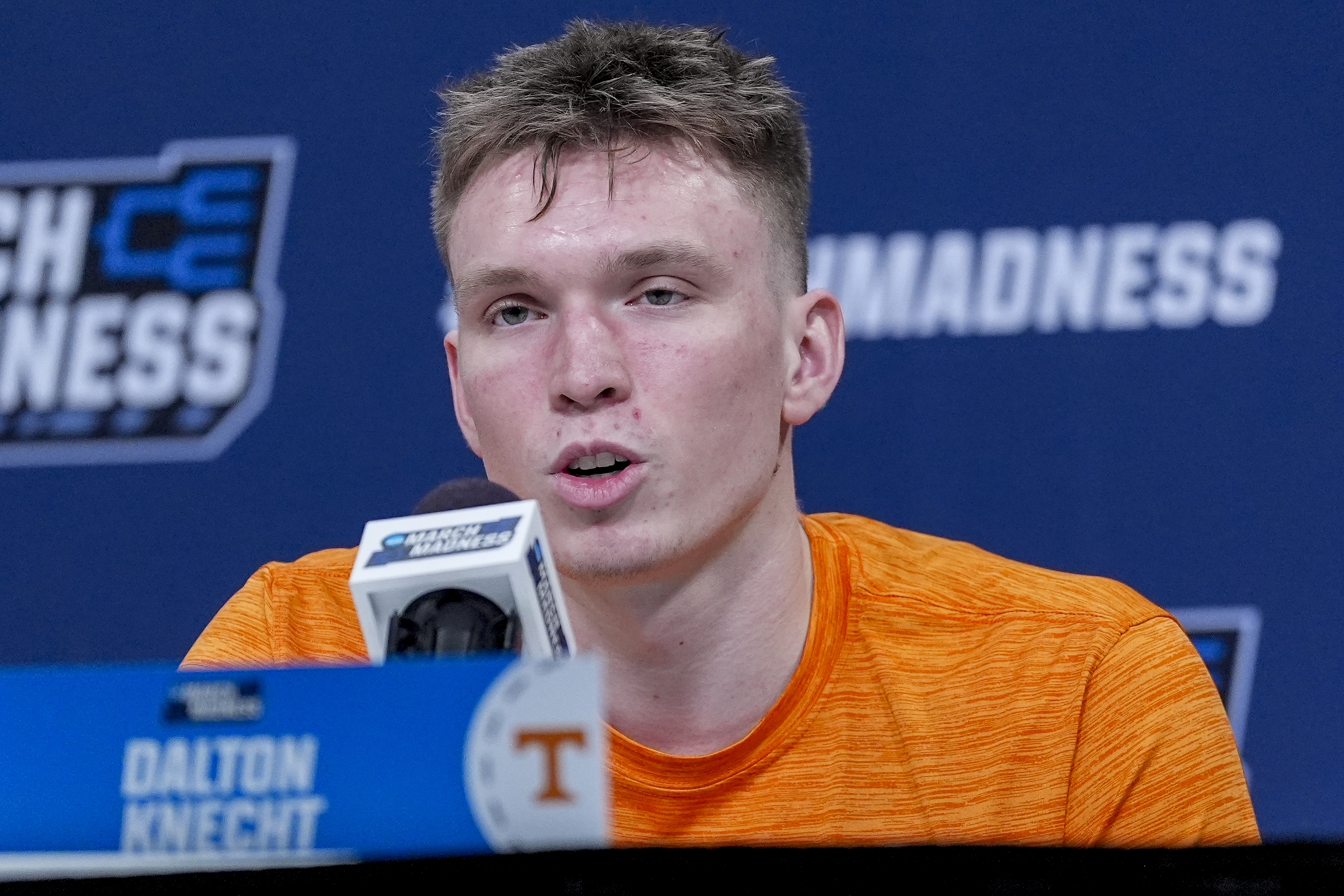 Tennessee Volunteers G Dalton Knecht during media availabilities at the NCAA Tournament. (Photo by Jim Dedmon of USA Today Sports)