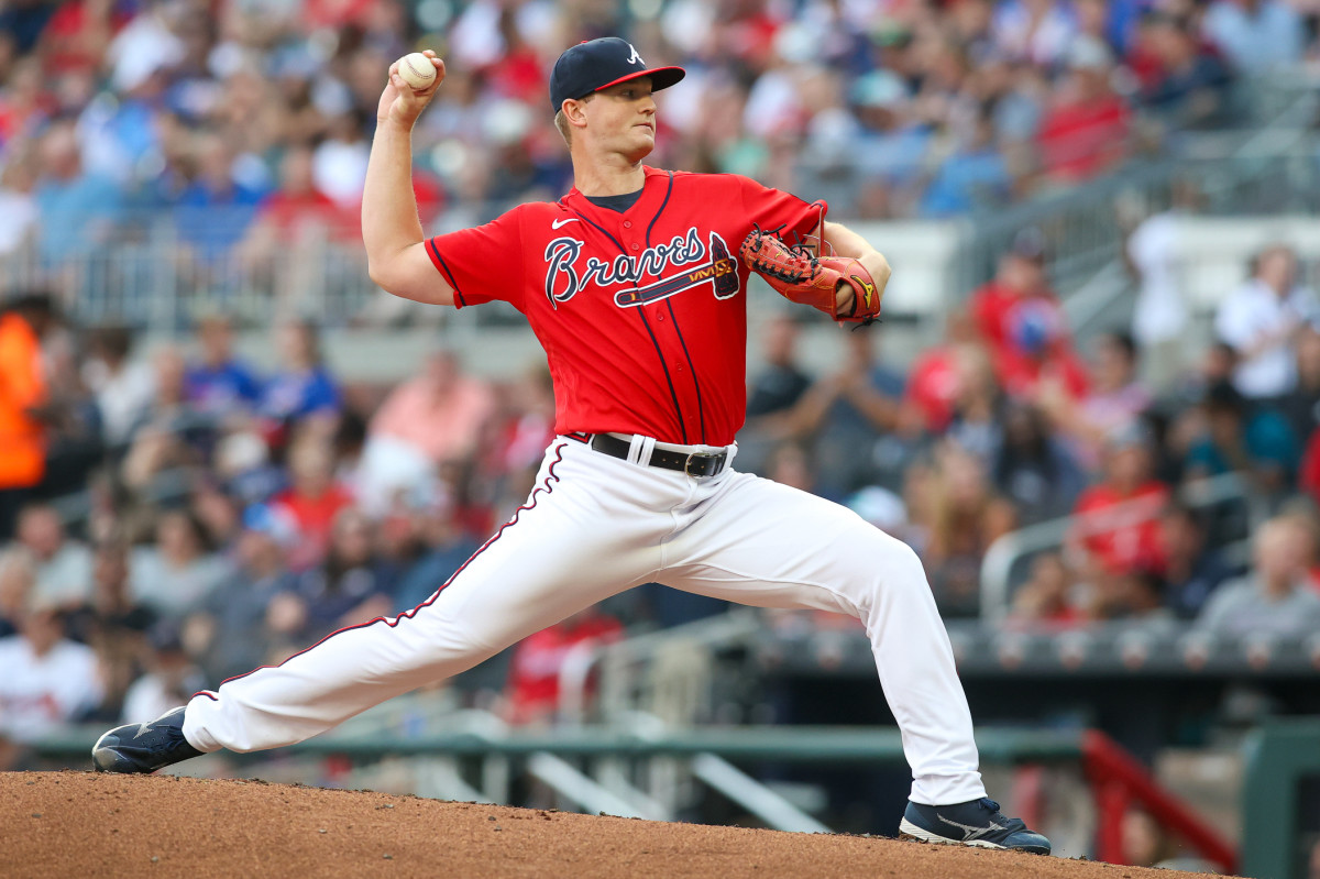 Jun 30, 2023; Atlanta, Georgia, USA; Atlanta Braves starting pitcher Michael Soroka (40) throws against the Miami Marlins in the second inning at Truist Park.