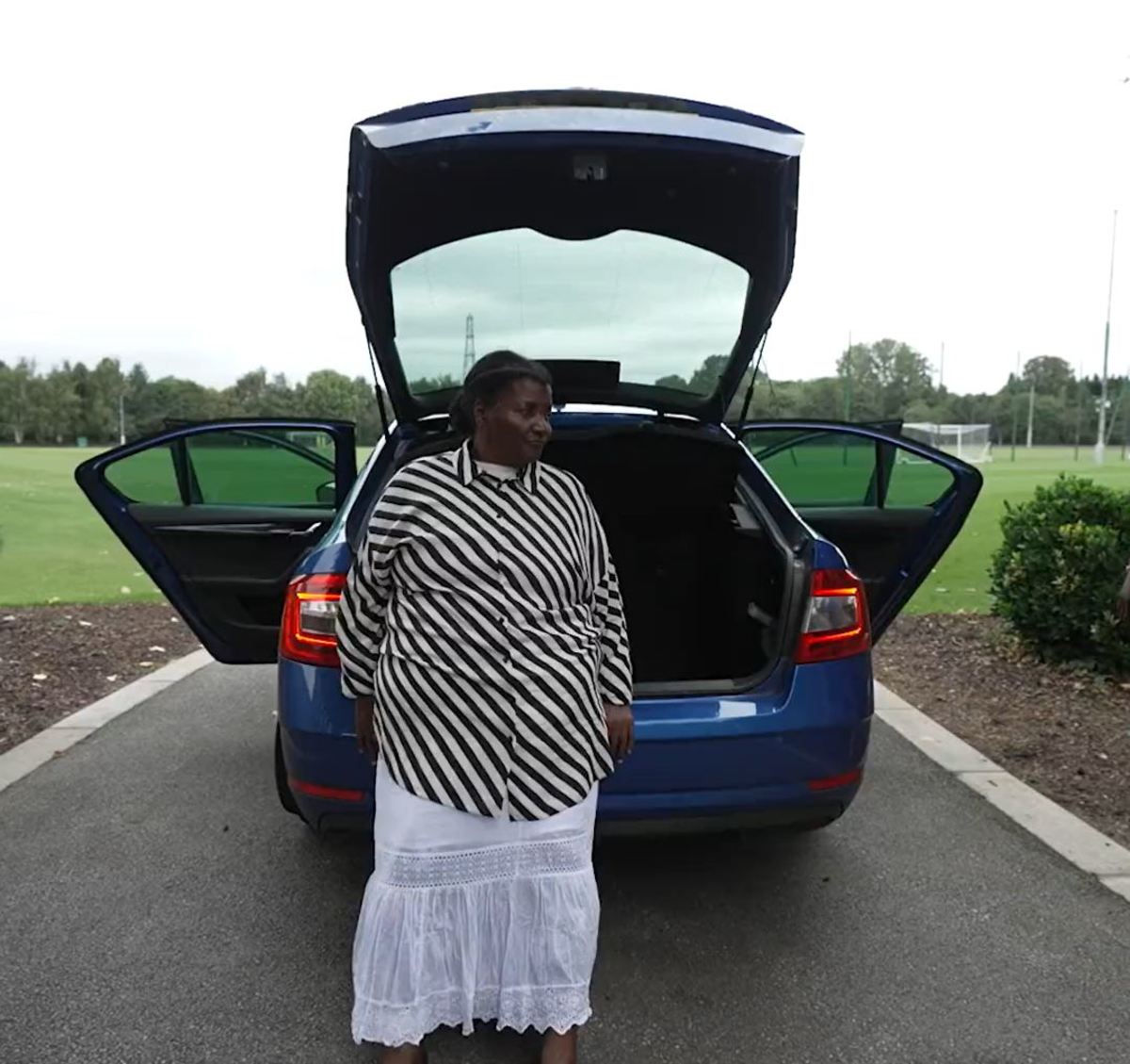The mother of Moises Caicedo pictured in August 2023 at Chelsea's training center where she filmed a brilliant video to announce her son's transfer to the London club