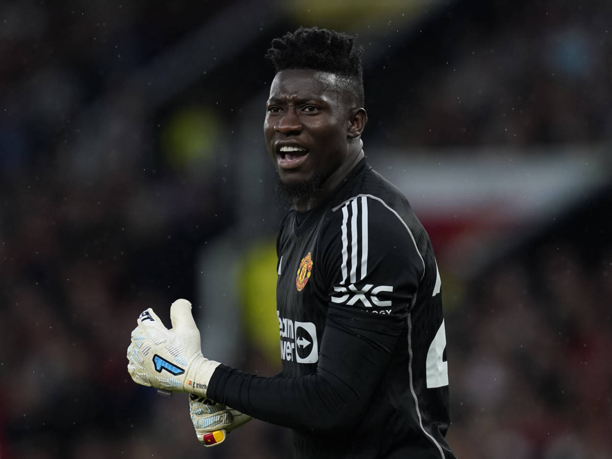 Andre Onana pictured during his Premier League debut for Manchester United in August 2023