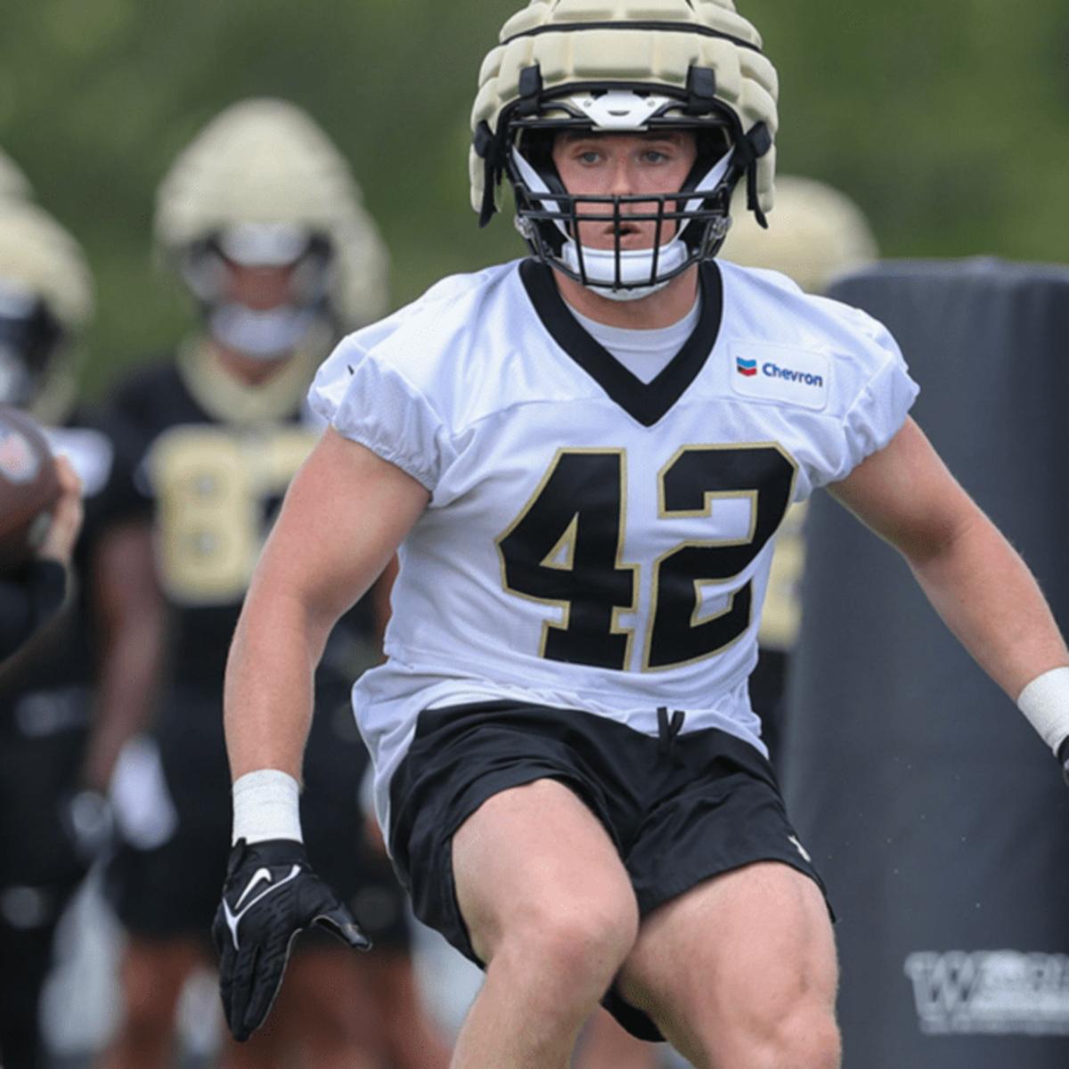 New Orleans Saints LB Ty Summers (42) during a training camp practice. Credit: New Orleans Saints team site 