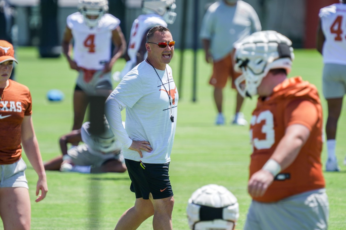 Texas Longhorns head coach Steve Sarkisian during a practice