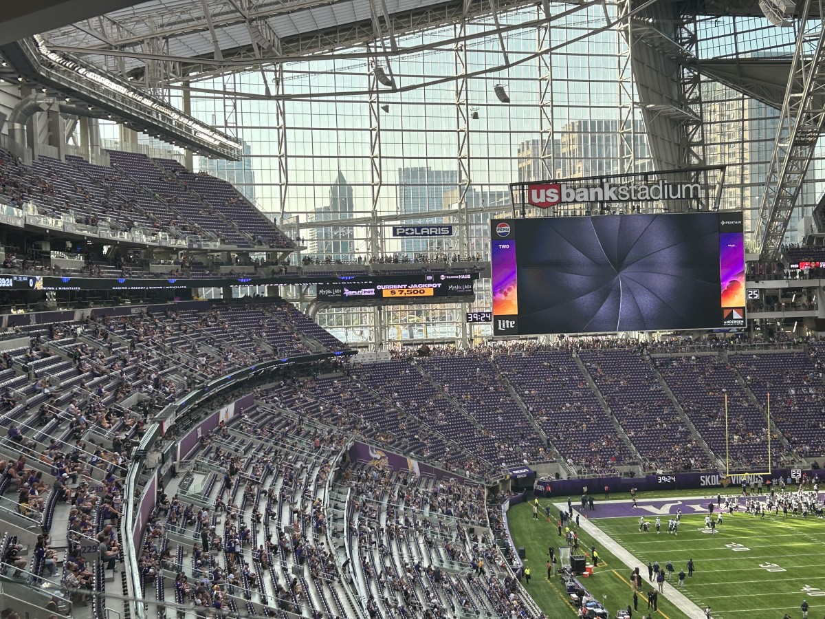 U.S. Bank Stadium about an hour before kickoff.