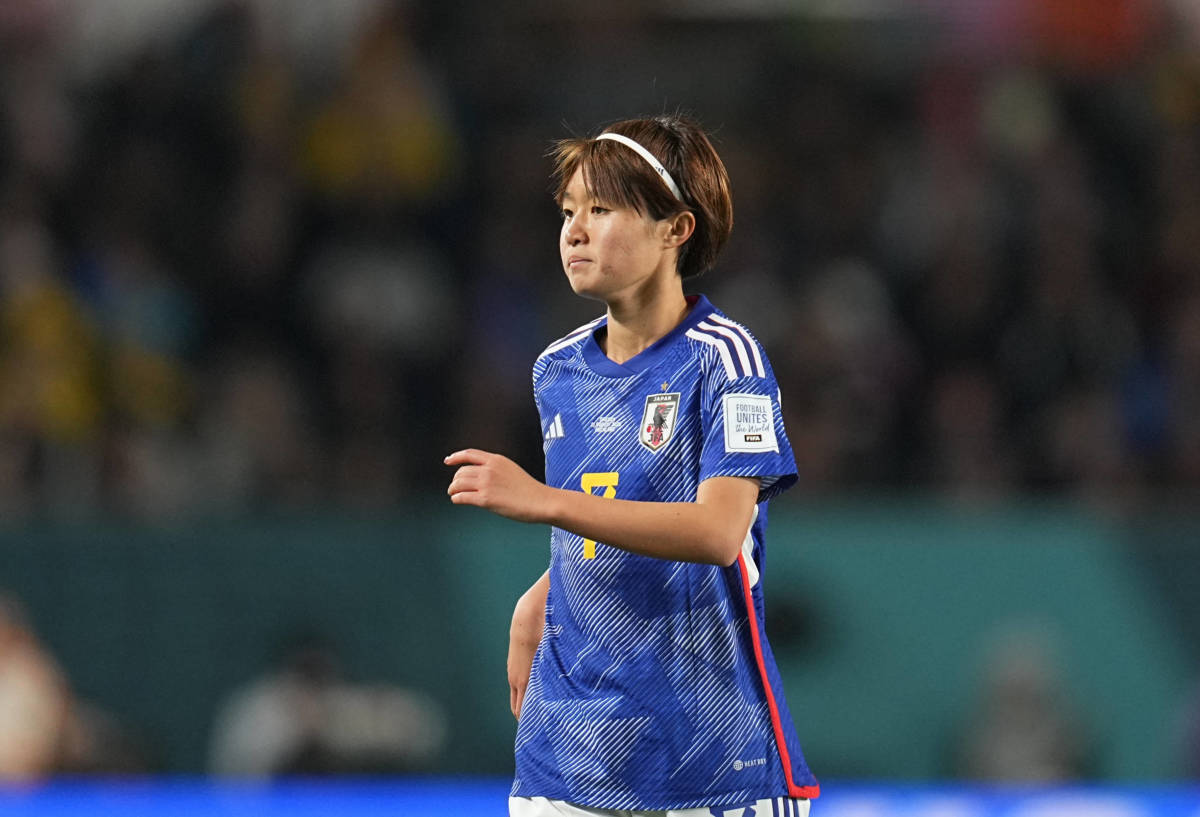 Hinata Miyazawa pictured playing for Japan at the 2023 FIFA Women's World Cup