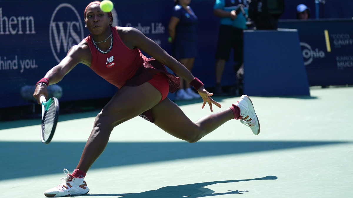 Coco Gauff during the women s singles final of the Western & Southern Open tennis tournament.