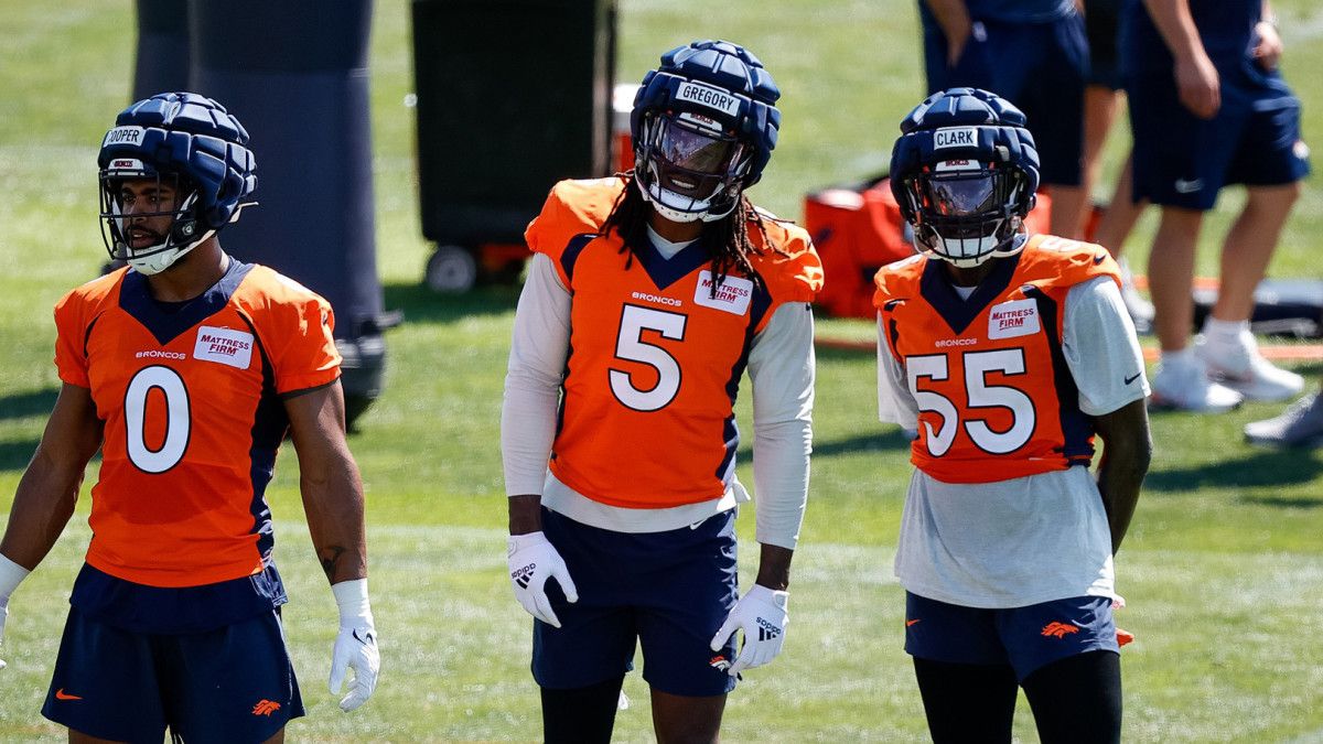 Jonathon Cooper Randy Gregory and Frank Clark at Denver Broncos Training Camp