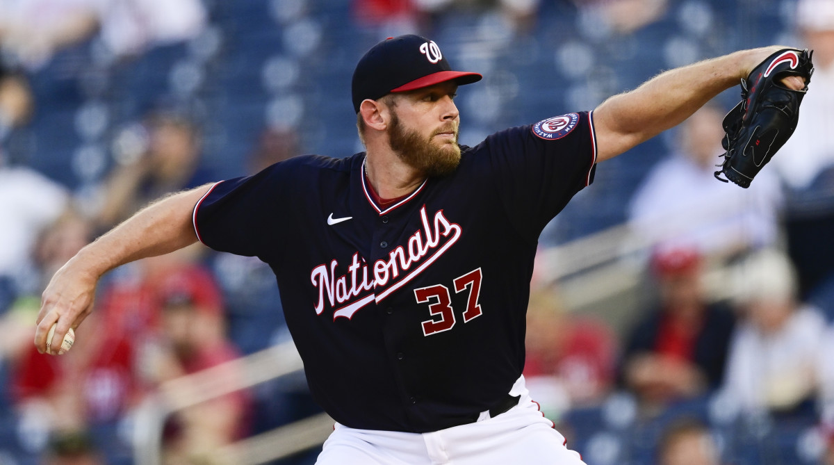 Nationals starting pitcher Stephen Strasburg delivers a pitch during a game against the Orioles.