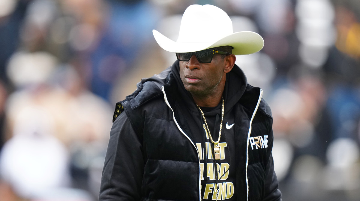 Colorado coach Deion Sanders during the spring game.