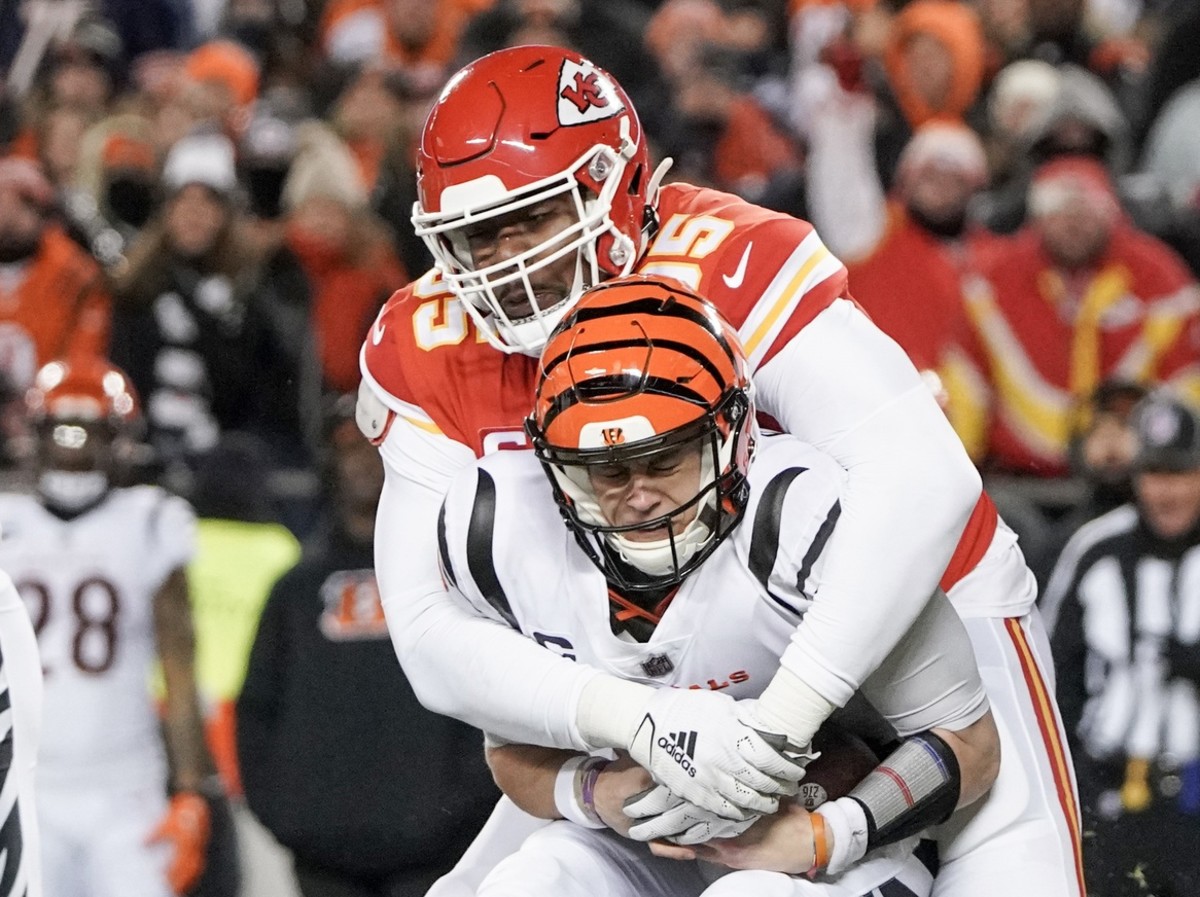 Chris Jones sacked Joe Burrow twice in the AFC championship game and wants to be paid for his dominance during 2022, when he had 15.5 sacks in the regular season and two more in the postseason.